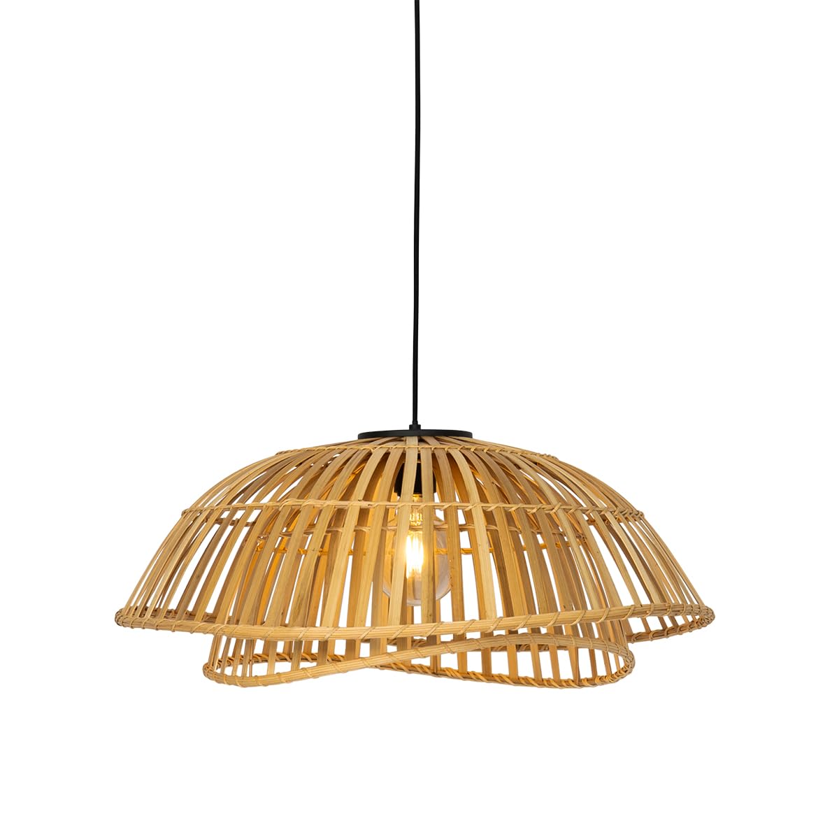 Oosterse plafondlamp zwart bamboe 62 cm - Pua | Lampenlicht Oosterse plafondlamp zwart bamboe 62 cm - Pua | Lampenlicht