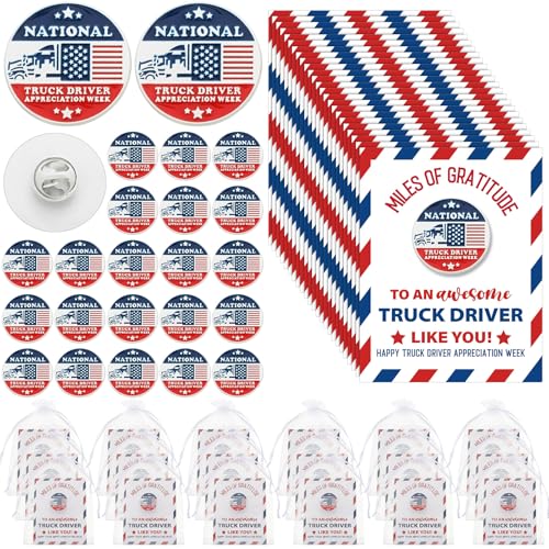 Hoteam 24 Sets National Truck Driver Appreciation Week Pins Bulk National Truck Driver Appreciation Party Favors Thank You Gift for Week Party