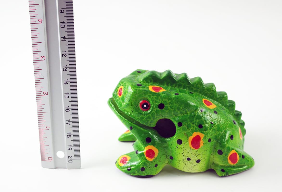 Frog guiro 4 inches wood block musical instrument Percussion Musical Instrument Perfect size Natural Wood Güiro Frog (Green) - Image 2
