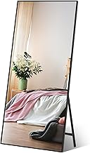 Floor Mirror Full Length 165 x 60 cm, Black Frame, Large Wall Mirrors, Suitable for Bathroom, Living Room, Bedroom and Hallway.