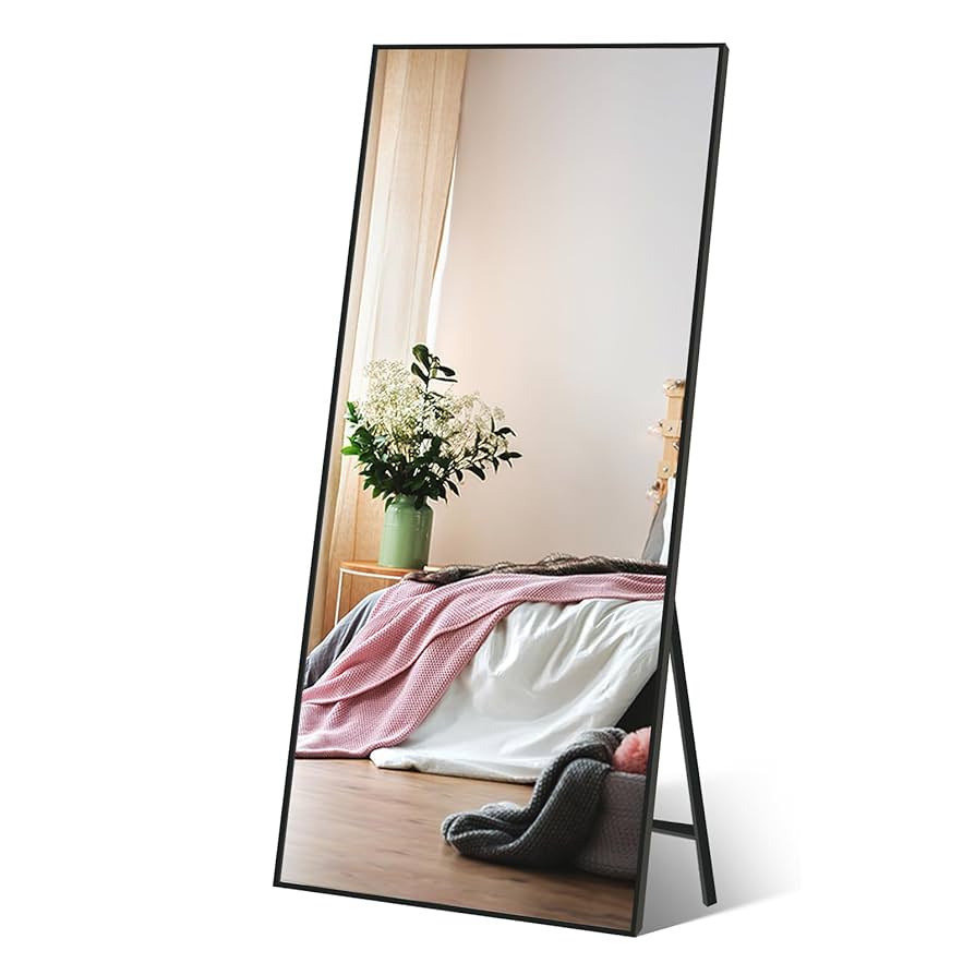 Specchio Verticale Vasemouh 150x41cm Con Cornice Nera - Da Parete O Da Terra - Foto 5