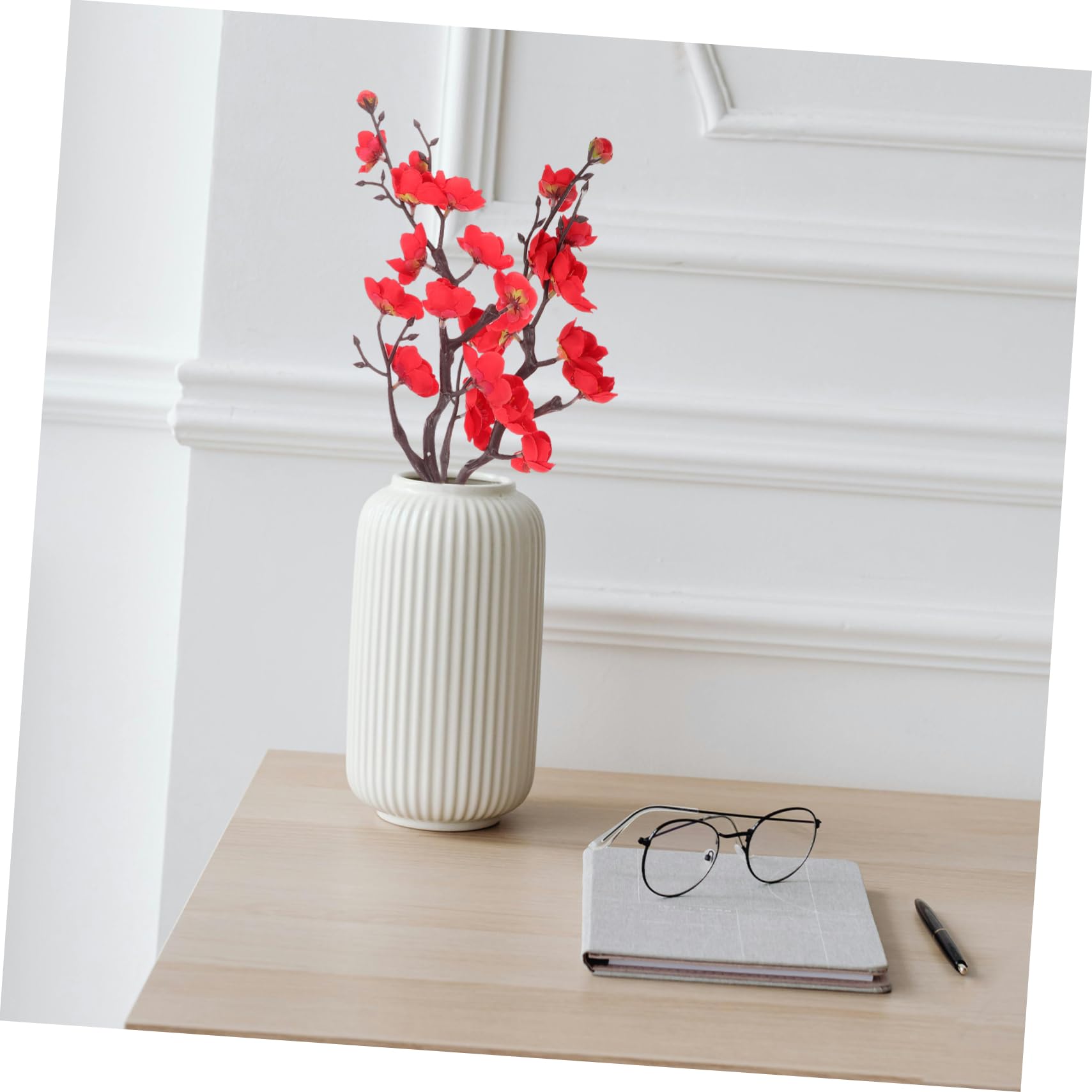Amazon.co.jp: LIOOBO 人工梅の枝 フェイク梅の花ピック 赤い梅花束
