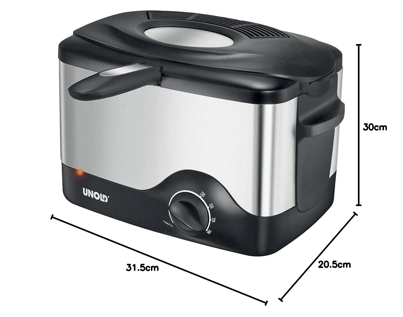 UNOLD 58615 FREIDORA SENCILLO NEGRO, ACERO INOXIDABLE