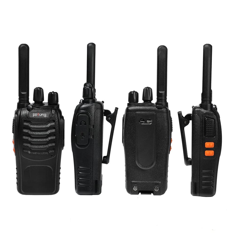 Talkie Walkie PT88E PMR446 sans Licence 16 Canaux, Rechargeable avec Chargeur USB, Lampe de Poche LED, Talkie Walkie Professionnel avec Oreillette pour la Famille, l'école (2pcs, Noir)