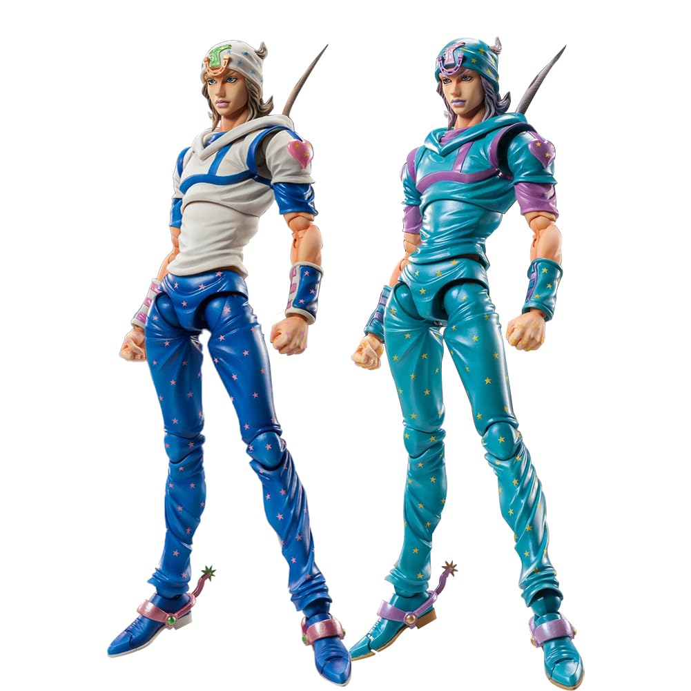 Jiumaocleu 2PCS Johnny Joestar Action Figure - Anime JJBA Figure Movable Joints Model with Accessories PVC Johnny Joestar Super Action Statue 17CM