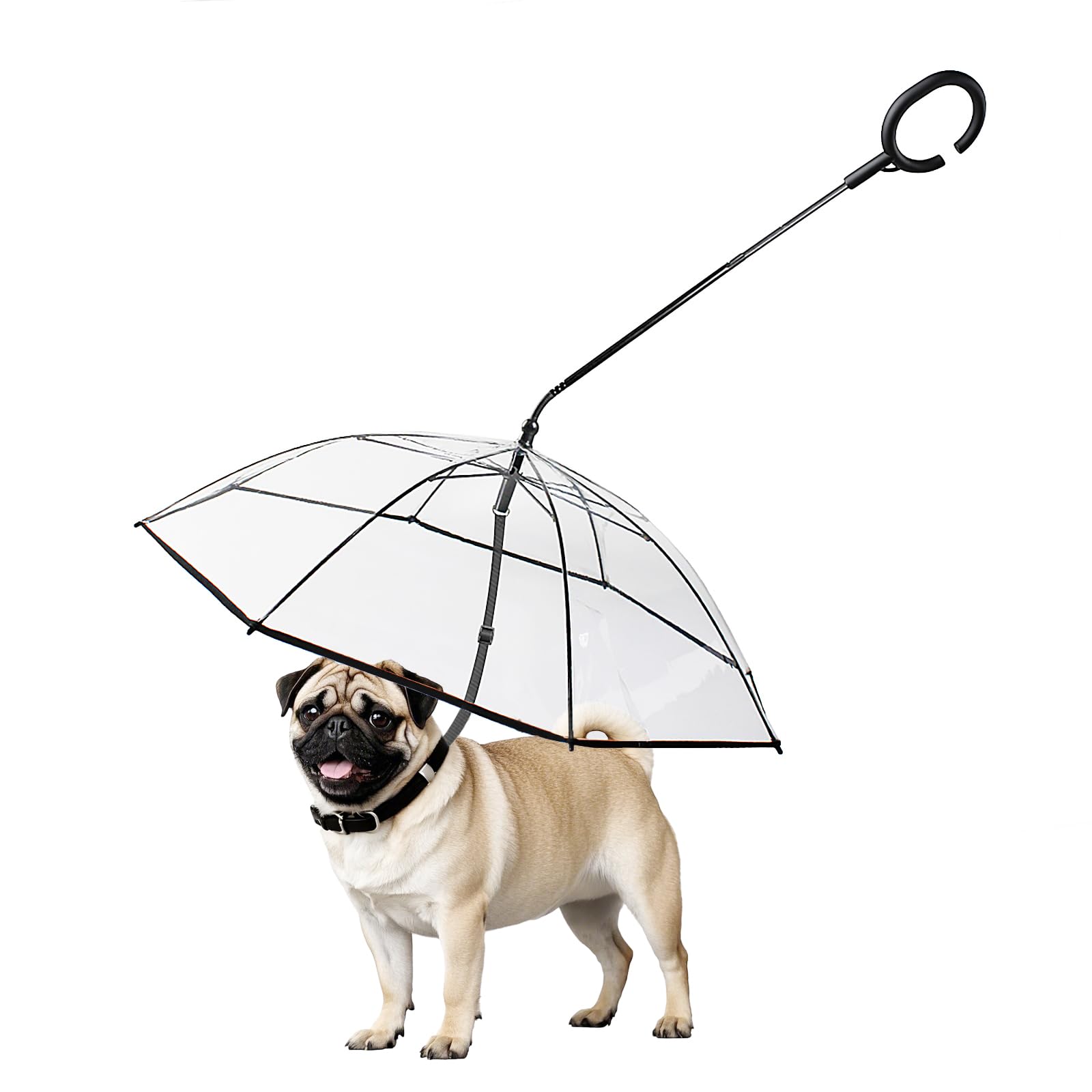 Enjoying Dog Umbrella for Small Dogs, Clear Dog Umbrella Leash, Rainproof Waterproof, Puppy Walking Umbrella with Adjustab...