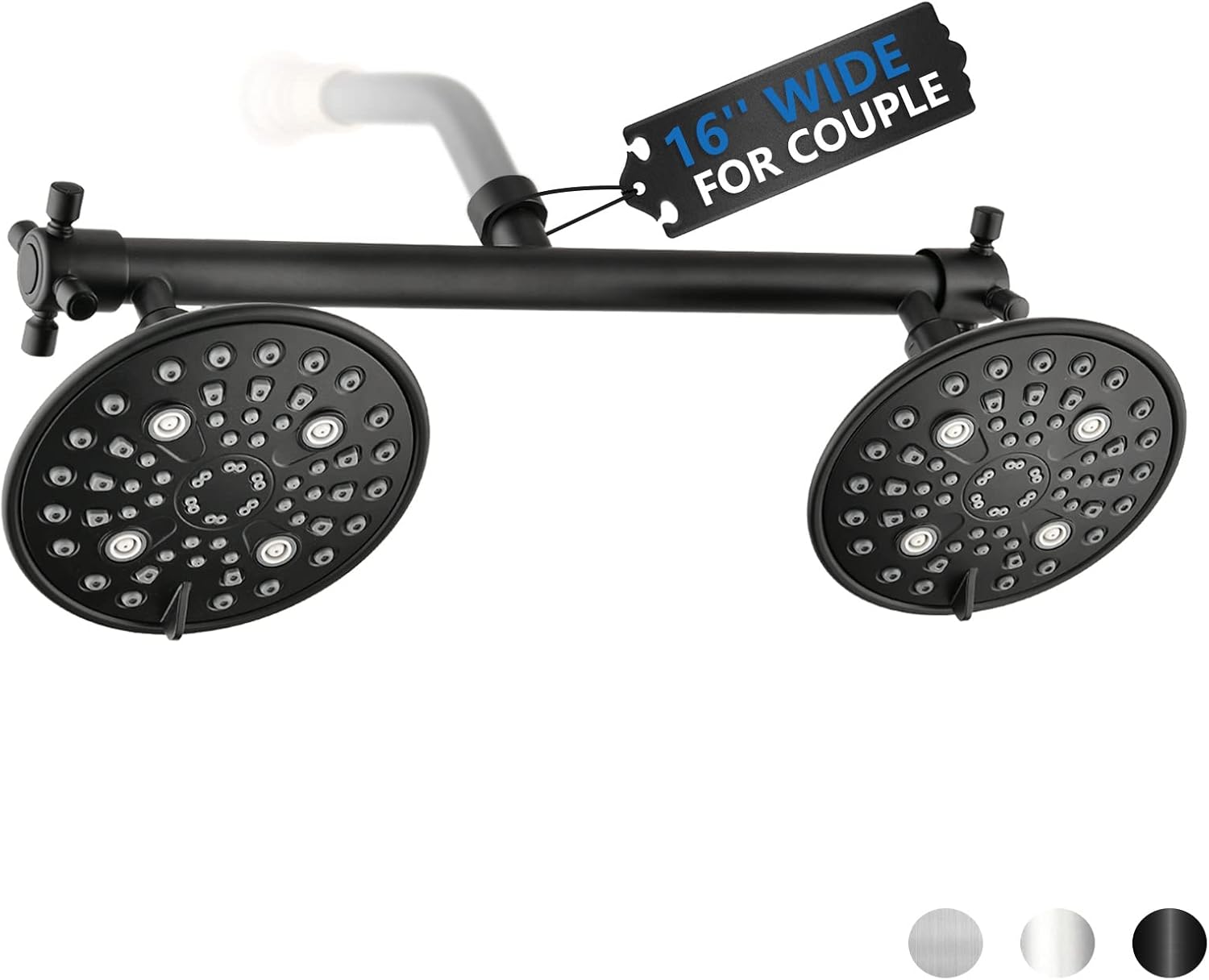 Proox Double Shower Head with Builtin Valve, High Pressure 6 Setting