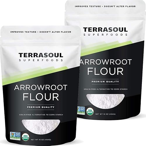 Terrasoul Superfoods Harina de arrurruz orgánica, 2 libras (paquete de 2)