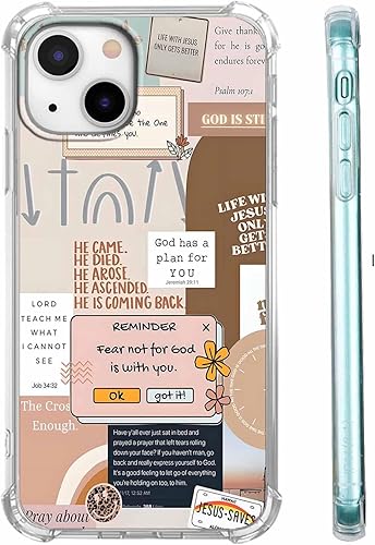 Miniatura 13 de Cubierta de Teléfono con Versículos de la Biblia y Citas Cristianas de Jesús en Collage, Funda Protectora Suave de TPU de Moda para iPhone 16 Pro,