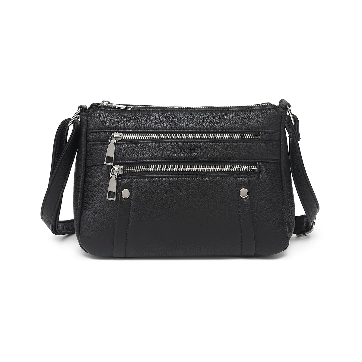 LOXOMU Crossbody Bags for Women, Small Black Crossbody Purse Shoulder Handbag With Multi Pockets, Women Satchel Purse (Black)