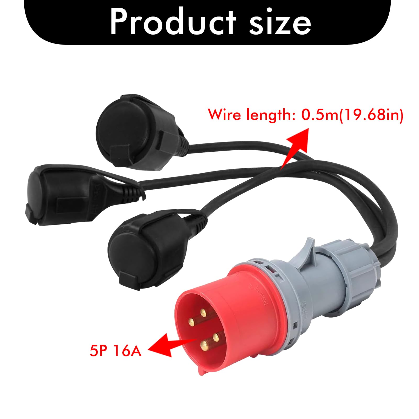 Adattatore CEE ad Alta Corrente: 400 V 16 A Maschio su 3 X 230 V Accoppiamento, Adattatore di Alimentazione Versatile per Apparecchi a Corrente Forte, Distributore per Officine e Industria