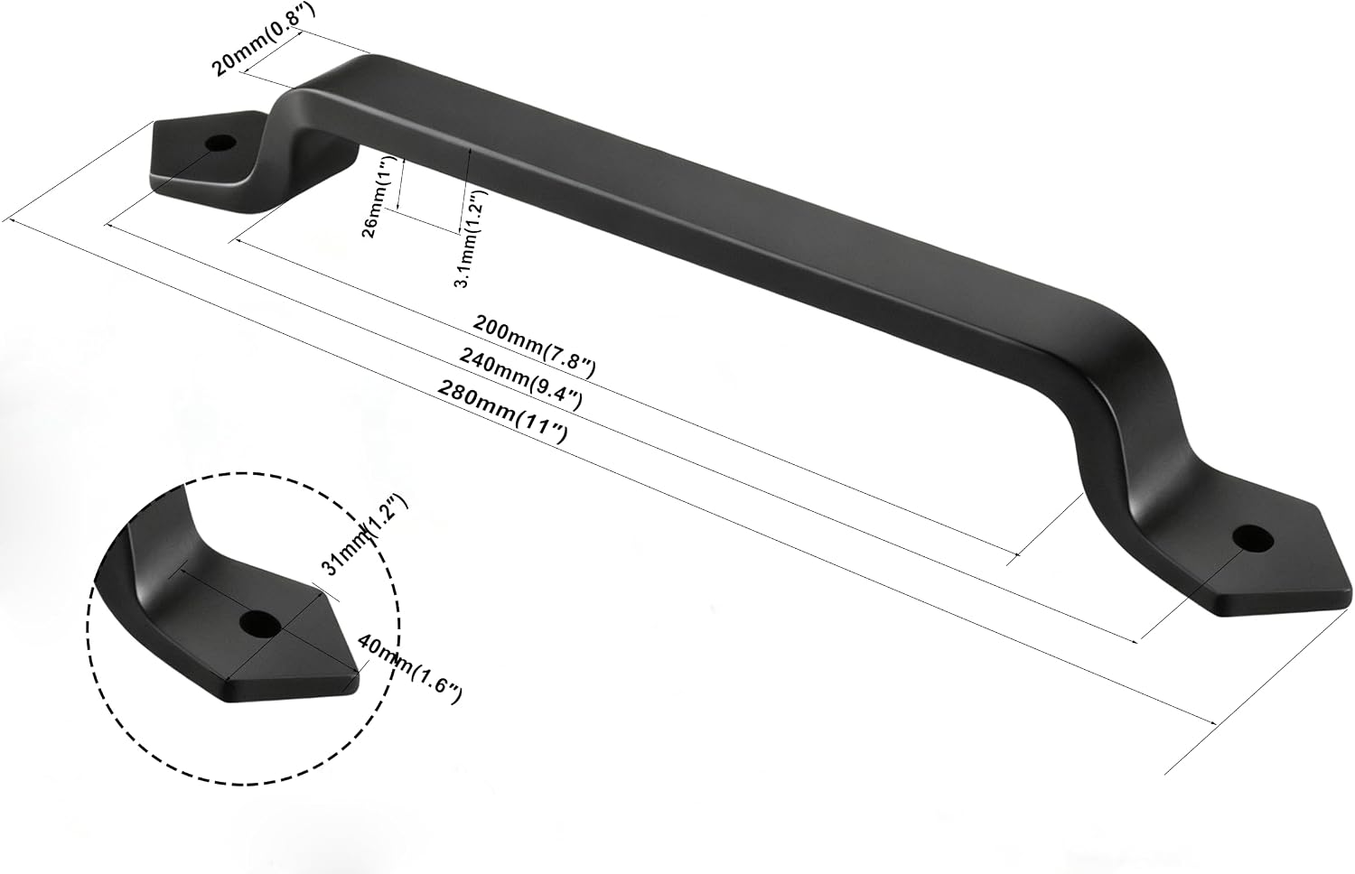 Heavy Duty Barn Door Handle, 11 Inch Cast Iron Sliding Barn Door Handle and Vintage Long Gate Pulls Handle for Outdoor, Garage, Interior, Black