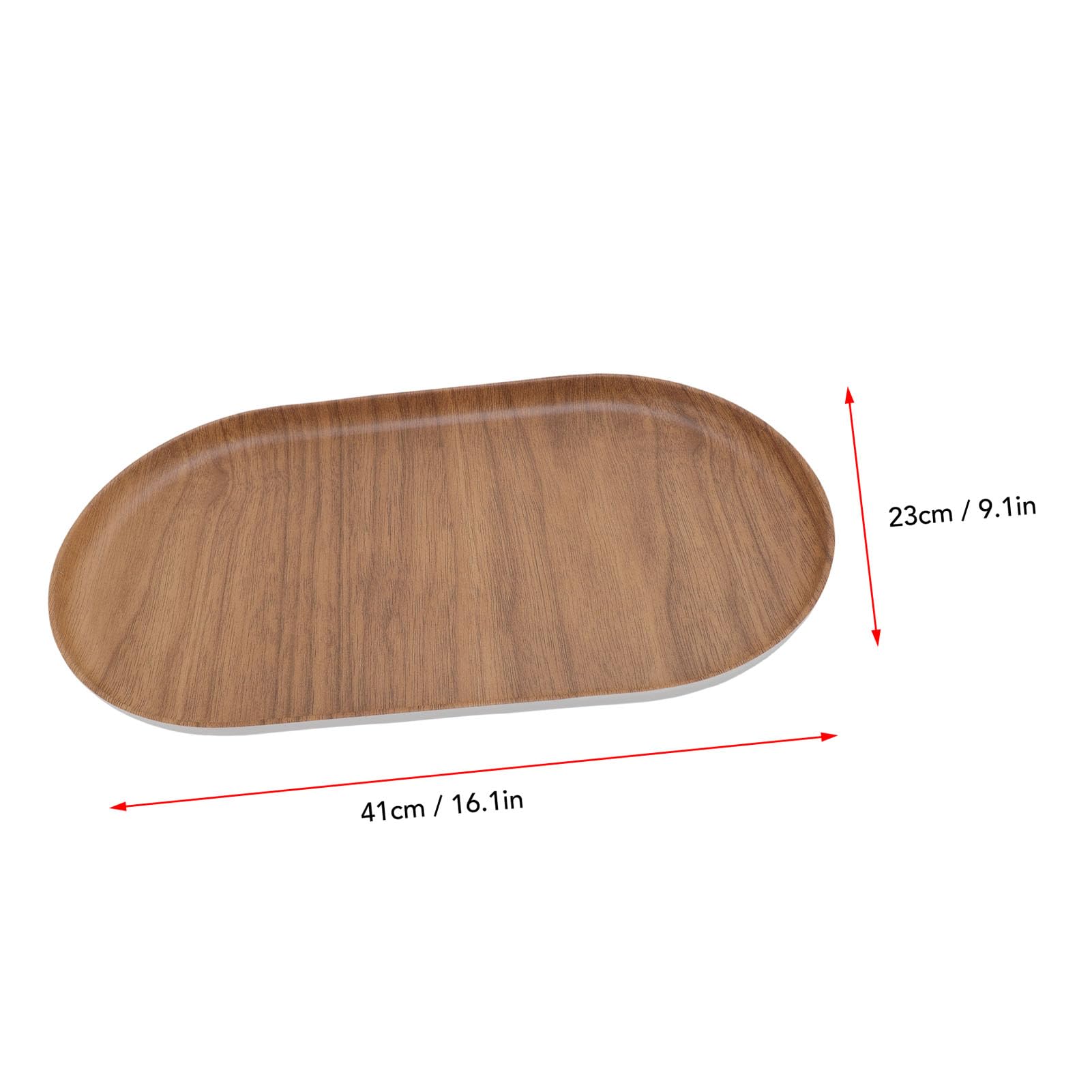 Vassoio da portata in melamina con venature del legno, antiscivolo, lucido, ideale per colazione, tè, caffè, feste, facile da pulire, perfetto accessorio decorativo per la casa