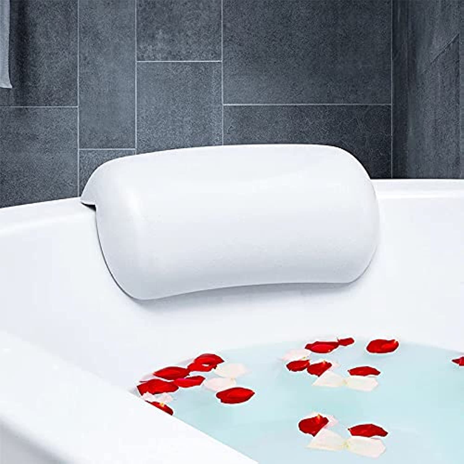 HSCDQ SPA Bath Pillow Non-slip Bathtub Headrest Soft Waterproof Bath Pillows with Suction Cups Easy To Clean Bathroom Accessories (Color : White)