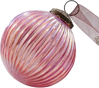 Arthur Cameron - 3\" Ribbed Vintage Christmas Decorations, Glass Bauble – Perfect as a Collectible Ornament, or an Elegant Glass Christmas Decoration for Festive Trees (Mauve)