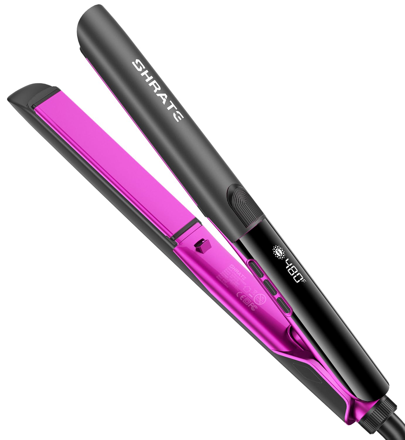 SHRATE Flat Iron Hair Straightener | 2 in 1 Flat Iron and Curler | 1.2 Inch | 18s Fast Heat | Less Frizz & Smooth Glide | Dual Voltage Travel | Ionic Hair Straighteners For Women With Thick Or Wavy Hair