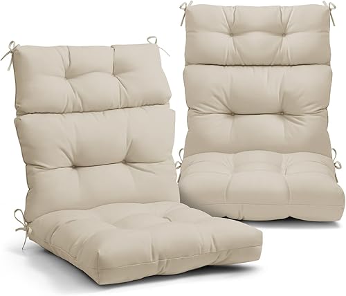 EAGLE PEAK Juego de 2 cojines copetudos para silla de patio con respaldo alto para exteriores e interiores, 46 x 22 pulgadas, color beige