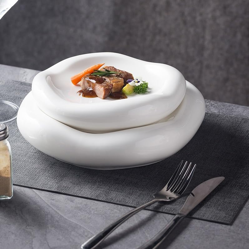 Talerz obiadowy talerze kreatywne zachodnie hotel ceramiczne naczynie restauracja specjalny kształt biała chmura artystyczna koncepcja deser ciasto czysta zastawa stołowa talerz obiadowy do układania