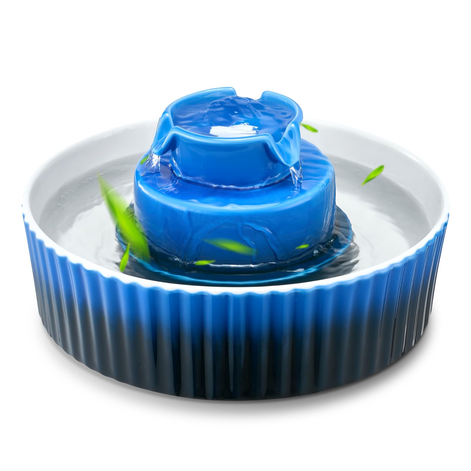 VEVOR Fontaine à Eau Chat Céramique, 2,1 L, Distributeur Eau Chat Porcelaine, avec Pompe Silencieuse, Zone Accès 360°, Système de Filtration Multicouche, pour Animaux de Compagnie, Chats, Chiens, Bleu