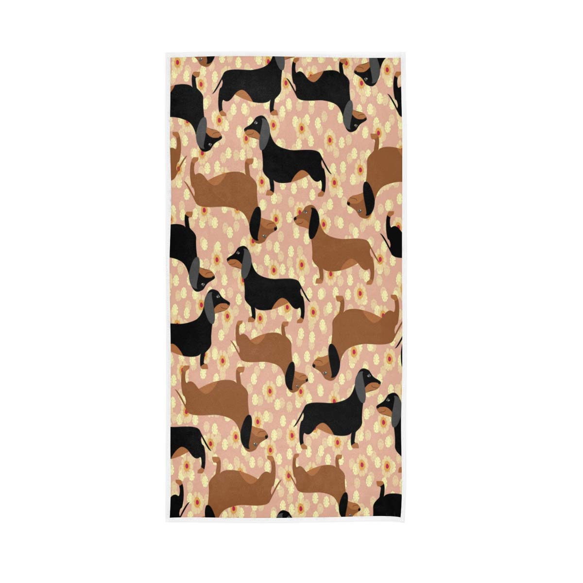 HUYGD Cartoon Foral Dachshund Puppy Dog Soft Bath Hotel Spa Hand Gym Sport Towel 76 x 38 cm(30 x 15 Inches)