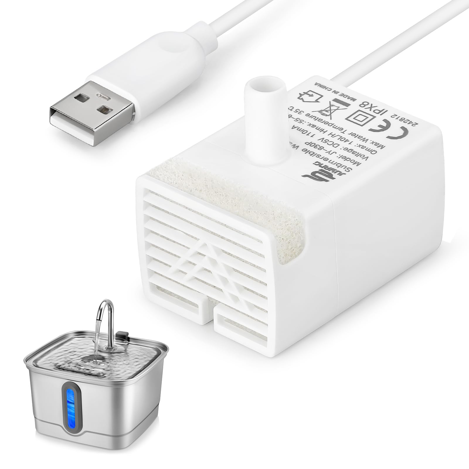 Cat Water Fountain Replacement Water Pump for 101oz/3L Automatic Pet Fountain