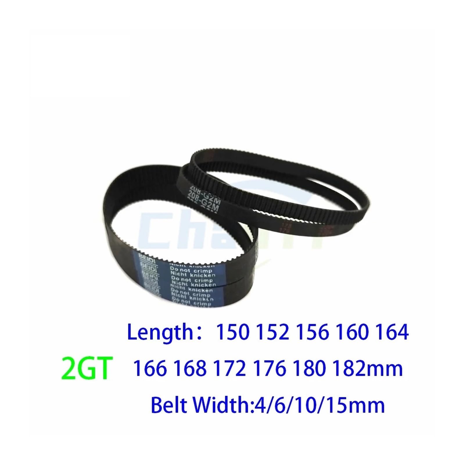 2GT geschlossener Gummi-Zahnriemen, Teilungslänge 150 152 156 160 164 bis 166 168 172 176 180 182 mm, Breite 4 6 10 15 GT2-150 GT2-160(2GT-152mm,3PCS_10MM)
