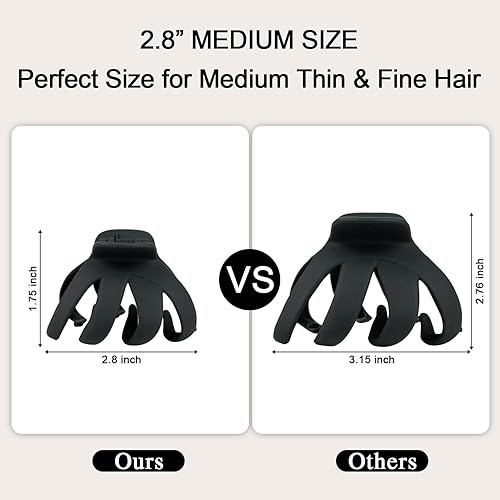 Miniatura 3 de 6 pinzas para el cabello para mujer, 2.8 pulgadas, medianas, antideslizantes, pulpo, jumbo, accesorios para el cabello (multicolores)