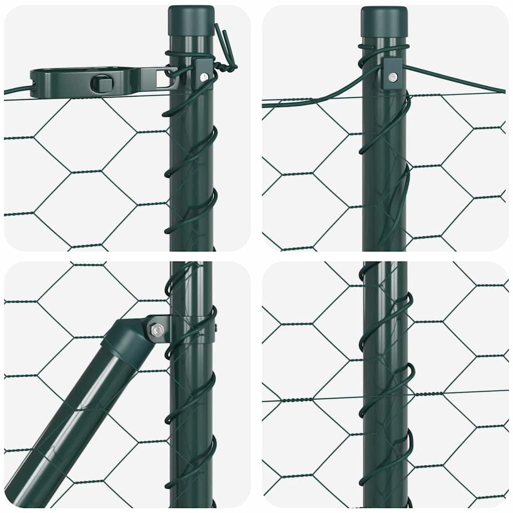 Recinzione da giardino verde, 100 × 0,8 m, in acciaio PVC, 50 mm, a maglie per cani, giardino, terrazza, balcone, stagno