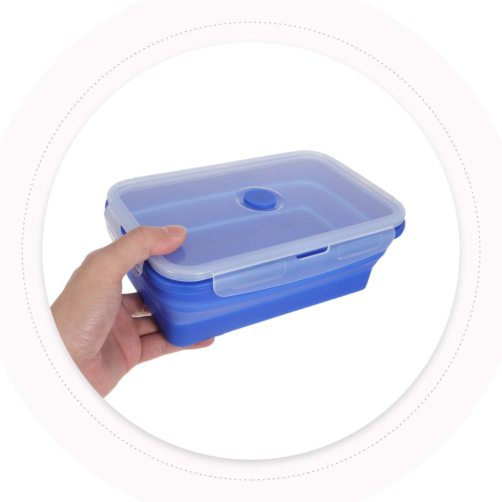 SHERCHPRY Set da 4 Contenitori per Alimenti Pieghevoli in Silicone con Coperchio Ermetico, Design Salvaspazio Pieghevole, Capacità 350ml per Ufficio e Campeggio