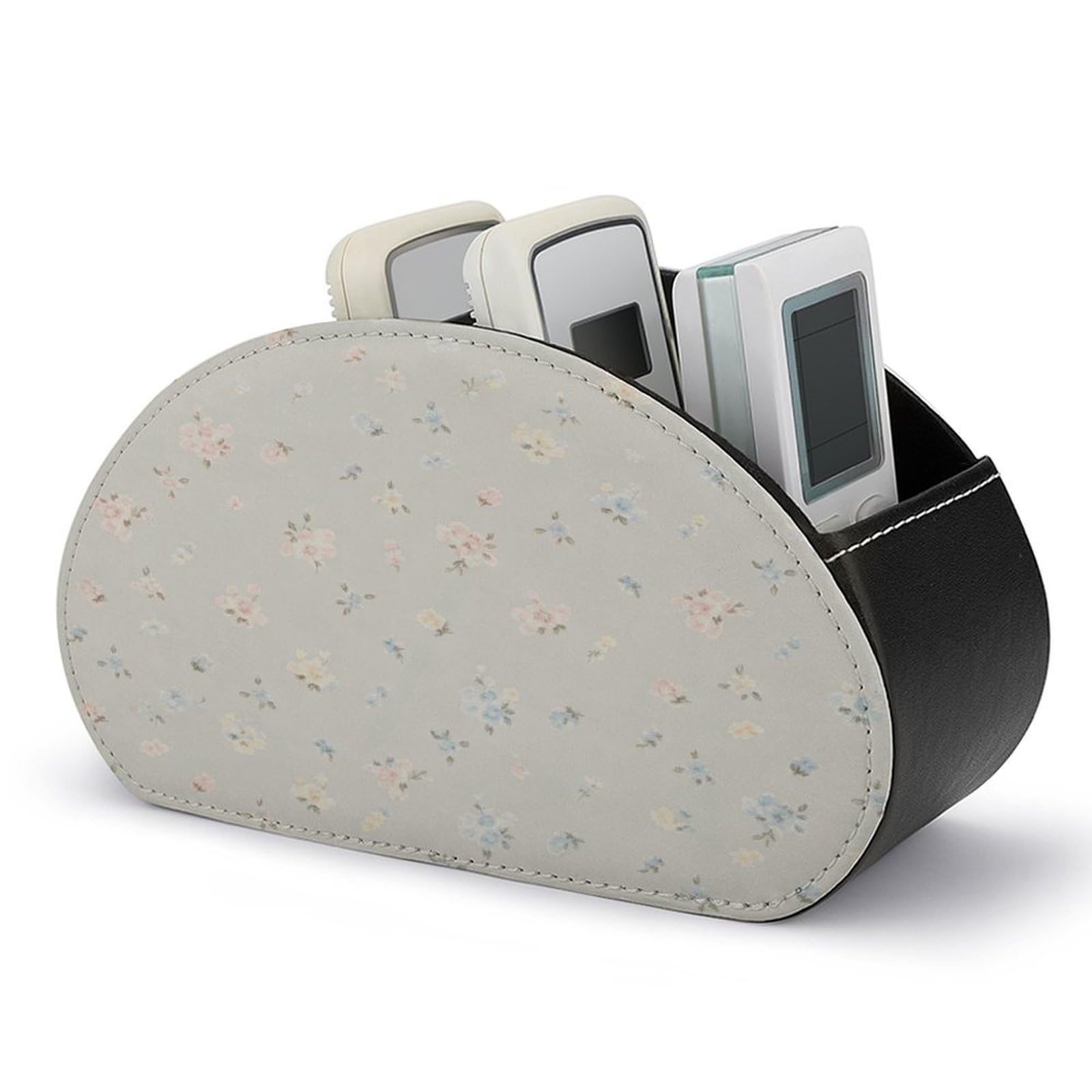 Btcowzrv Style Minimal Gray Floral Remote Control Holder With 5 Compartments