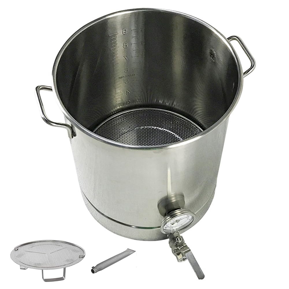 304 Edelstahl Heimgebrauchskessel, 30-60L Kochtopf Mit Ventil, Doppelte Filtrierung, Thermometer Und Filter Brühgruppe (Silber),30L