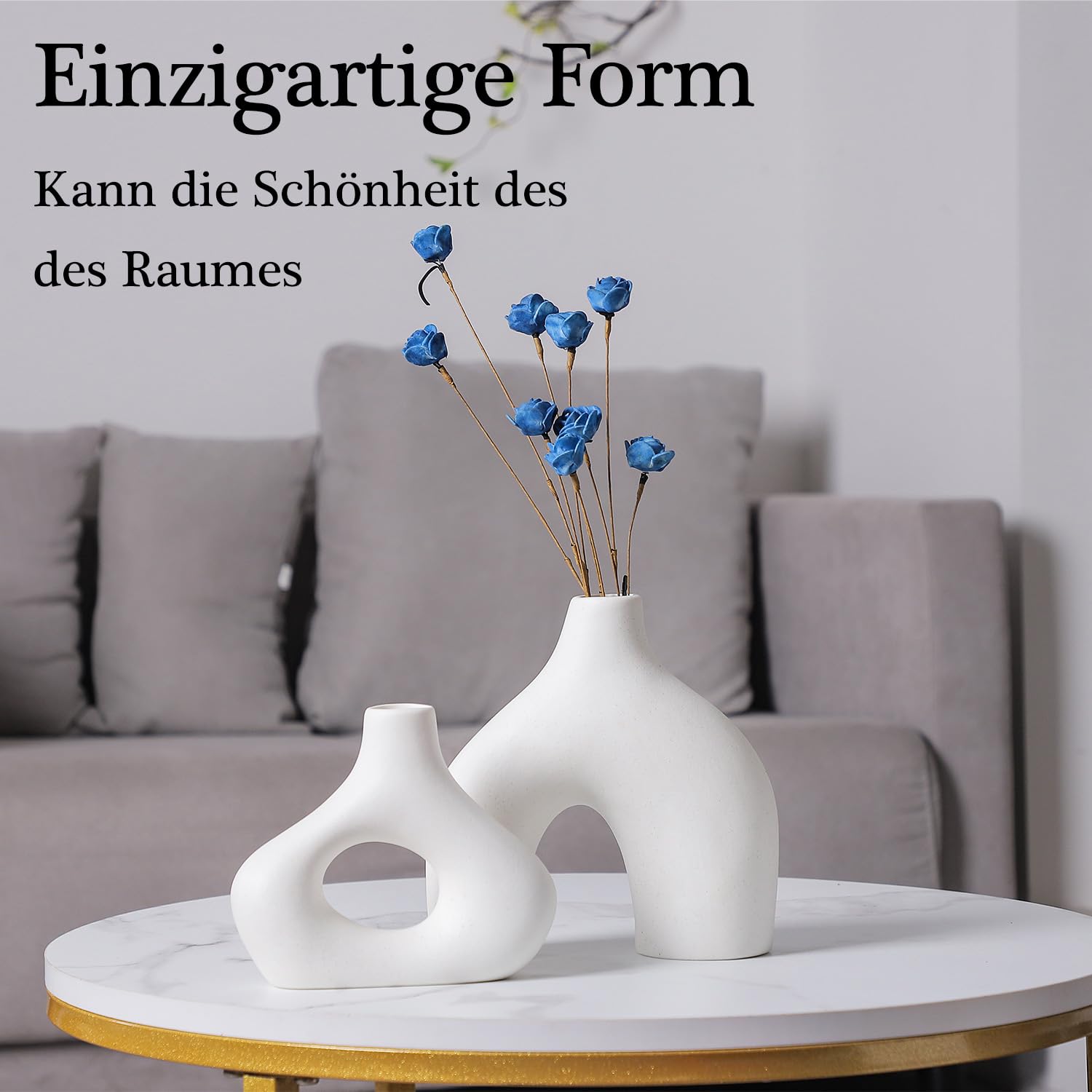 Sawoake Set di 2 vasi in ceramica bianca Doppelberg per moderno boho nordico, minimalista, decorazione per soggiorno, matrimonio, cena, tavolo, feste, ufficio e camera da letto