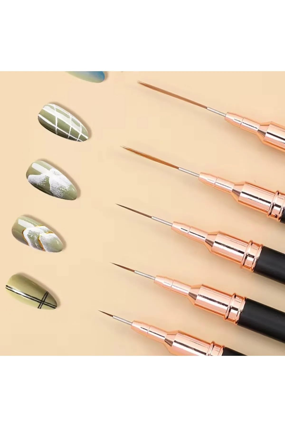 Fontenay 5’Li Tırnak Süsleme Nail Art Fırça Seti Siyah