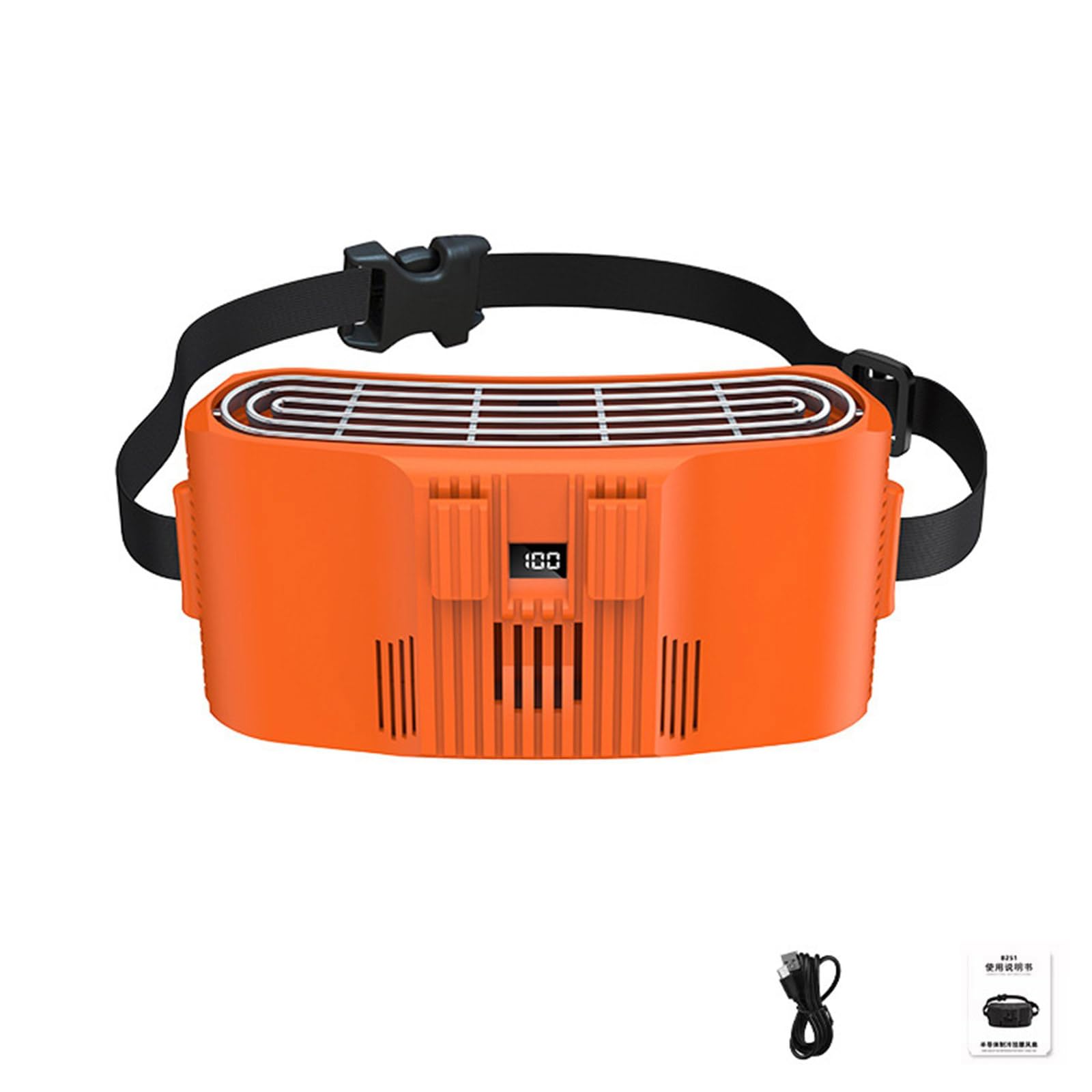 Uqezagpa Clip-on Portable Waist Fan Rechargeable 120 Speed Adjustable for Outdoor Sports Camping Travel Lightweight Clip Waist Fan