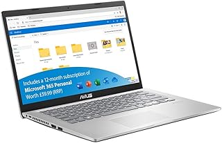 ASUS Full HD Intel i3 Laptop with Microsoft Office 365 - A416JA (4GB Memory, 128GB SSD, Windows 10, 14 inch Full HD Screen) Includes 1 year Microsoft Office 365