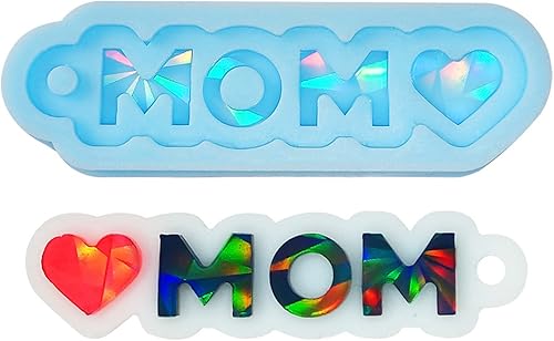 Miniatura 9 de Molde de silicona brillante para mamá y papá, molde de luz y adorno, llavero de bricolaje, joyería de resina epoxi, moldes para manualidades de