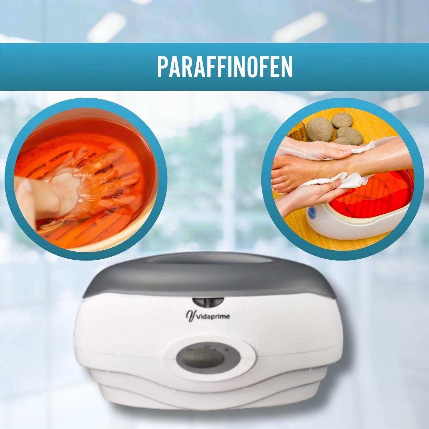 OrtoPrime Paraffinbad für Hände und Füße – 3L Wachsbad für Parafintherapie bei Arthrose & Schmerzen – Professionelles Paraffin Handbad – Parafinbad für Reha, Pflege & Thermotherapie