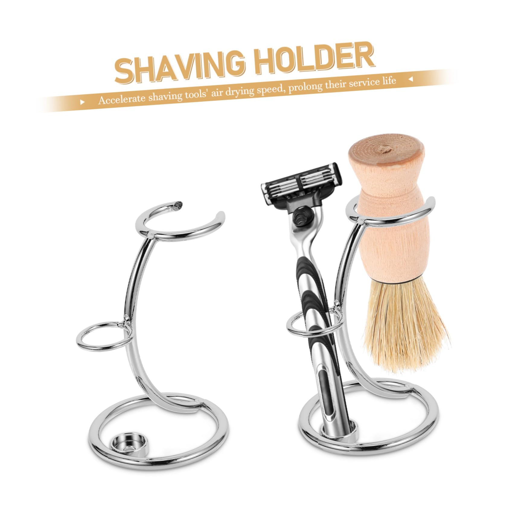 FRCOLOR 3pezzi Supporto Per Rasoio Acciaio Inossidabile Con Base Antiscivolo Porta Rasoio e Spazzola Per Della Barba Design Elegante e Funzionale Per Bagno e Accessori Da Barba
