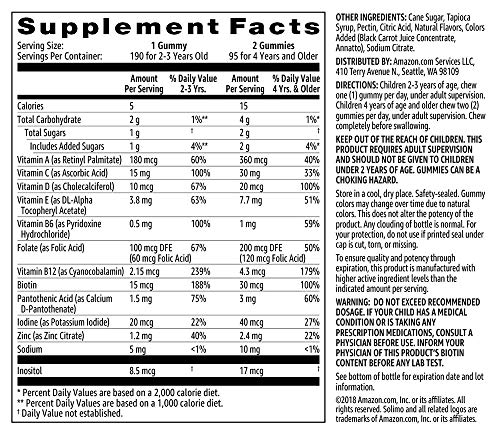 Amazon Brand - Solimo Kids' Multivitamin, 190 Gummies #TOP4
