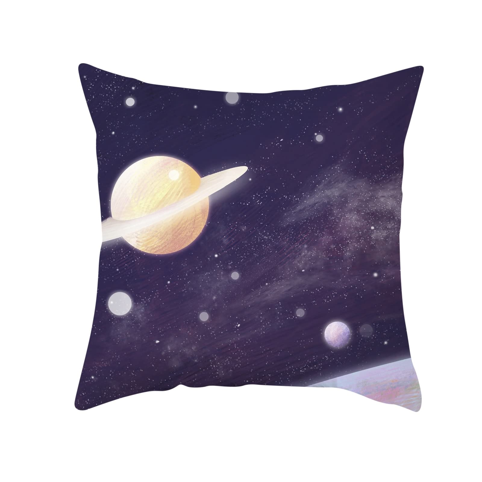 Epinki 50 x 50 cm ozdobna poszewka na poduszkę, zestaw 4 poduszek dekoracyjnych z wzorem planet w poliestru, do sypialni, biura, samochodu, zestaw poliestrów, 4 sztuki, wielokolorowe