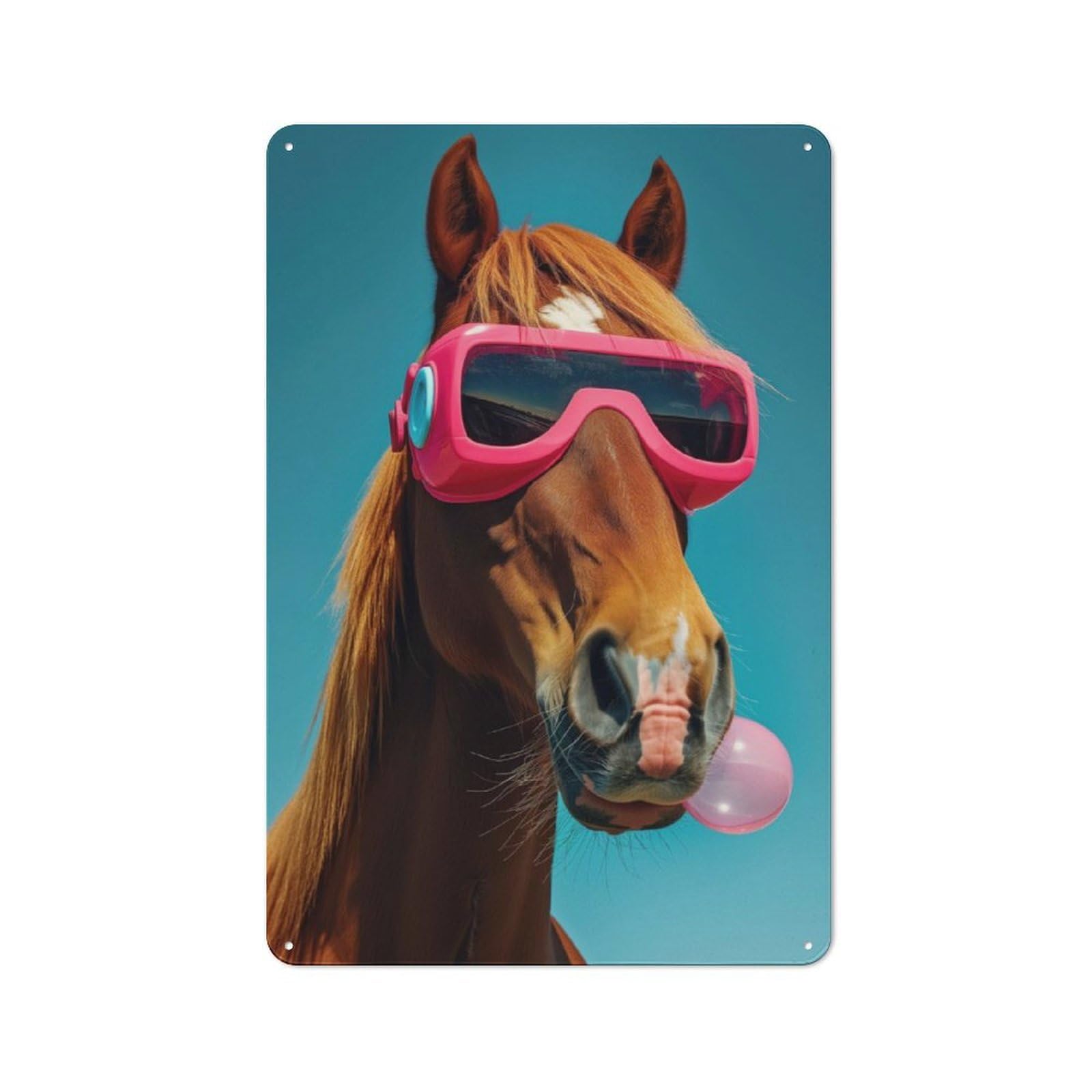 Junmoney Horse Bubblegum Metal Plaque 30X20cm With For Home Bar Wall, Retro Decor, For Garage, Workshop And Man Cave Decoration