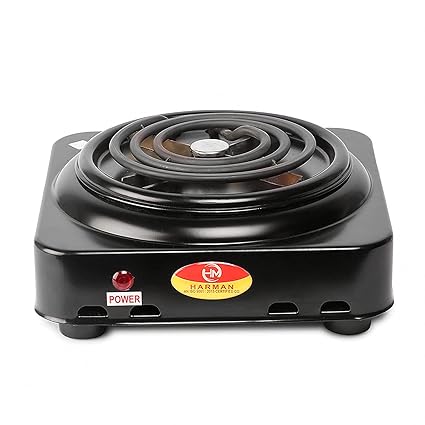 HM Hot Plate Radiant Cooktop Powder Coated Manual Electric Hot Plate Induction Cooktop Stove With 1 Burner (Mini 1000 Watts)