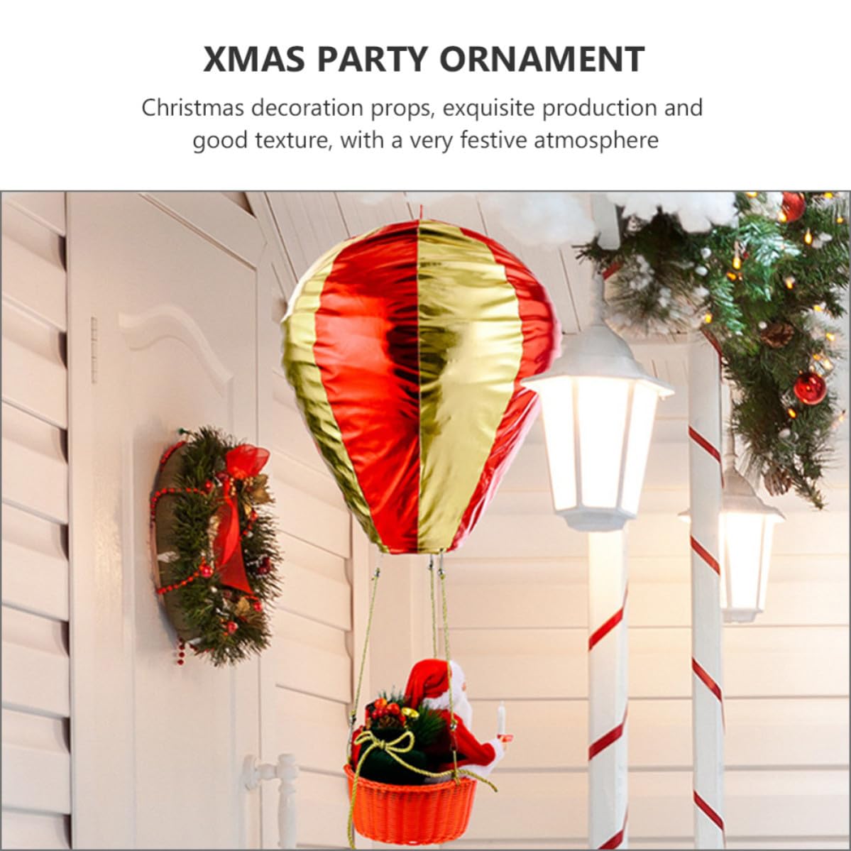 Ornement de Noël Festif Montgolfière en Tissu pour Fenêtre et Plafond