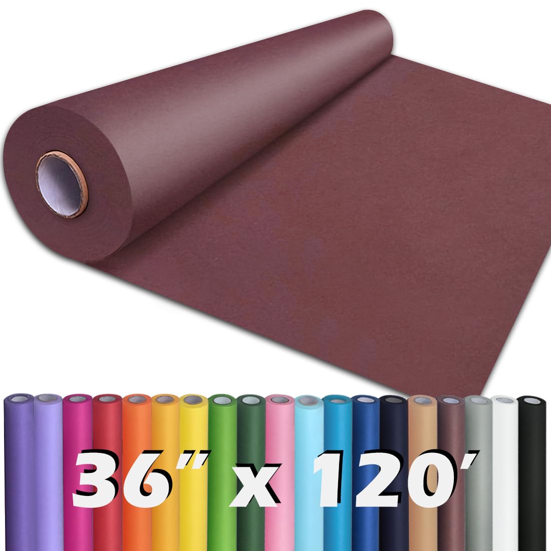 PerkHomy 36" x 1,440" (120') Wine Red Kraft Paper Roll for Craft Bulletin Board Paper Kids Art Table Covering Crafting Gift Wrapping Bouquet Packing Parcel 80GSM 55LB (Wine Red, 36" x 120')