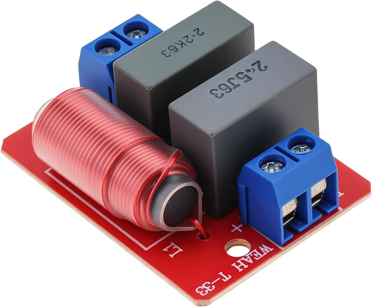 1 Way Crossover, 80W 4-10 Ohm Audiophile High Pass Tweeter Crossover for Car/Home HiFi Speakers