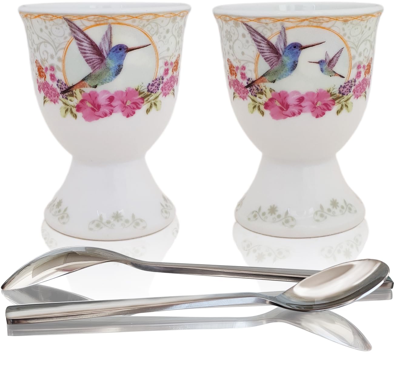 nobleegg egg cups for soft boiled eggs - vintage style porcelain egg cups holders authentic egg spoons stainless steel