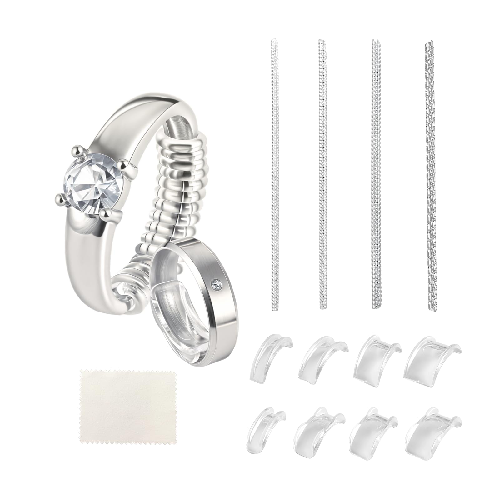 ring size adjuster for loose rings 12 pack  invisible ring guard insert amp spiral resizer kit  comfort fit for womenmen 12 sizes  polishing cloth