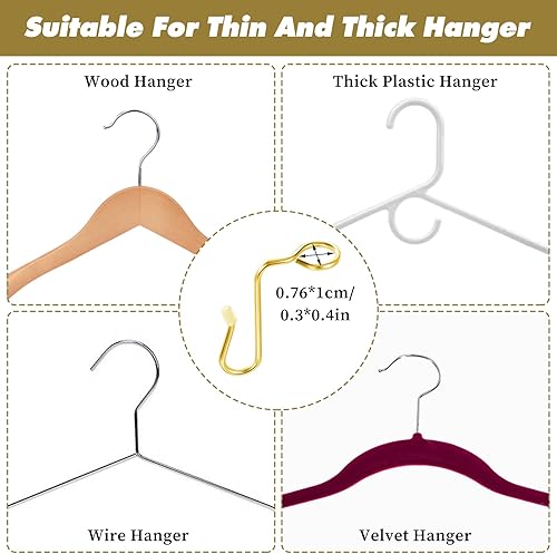 Miniatura 6 de 40 ganchos para colgar la ropa, de metal dorado, duraderos, de acero inoxidable, para colgar en cascada, diferentes perchas de tela, ahorran espacio