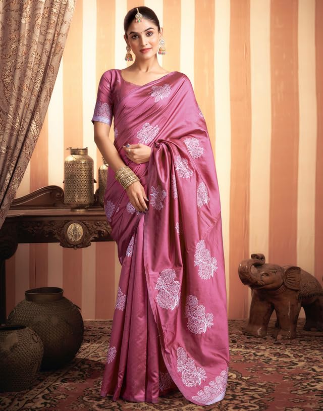 Image of SIRIL Women's Kanjivaram Soft Silk Saree Pure Silk Saree With Unstitched Blouse Piece