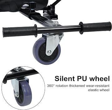 Hoverboard Seat Attachment, Adjustable Length Hover Board Go Kart Accessory, Go-Kart for Kids and Adults, Easy Assembly and Steering, Compatible with 6.5-10 Hoverboards, for Outdoor Fun Black